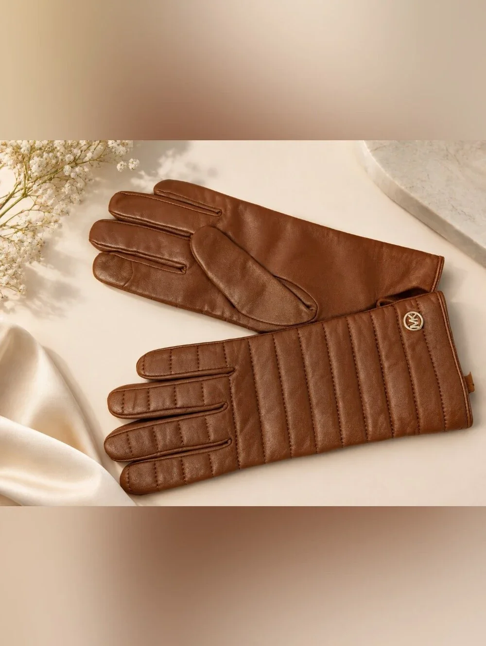 Michael Kors Chocolate Brown Leather Gloves